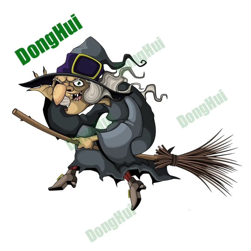 

Old witch riding a broom sticker evil witch anime decal motorcycle trunk helmet suitcase camper skateboard sticker