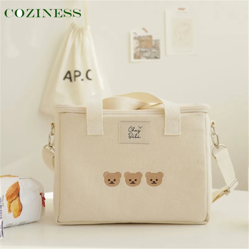 

Белая сумка для мамы с милым медведем, многофункциональная сумка для младенцев, сумка-мессенджер на одно плечо, модная теплая сумка для мам, ...