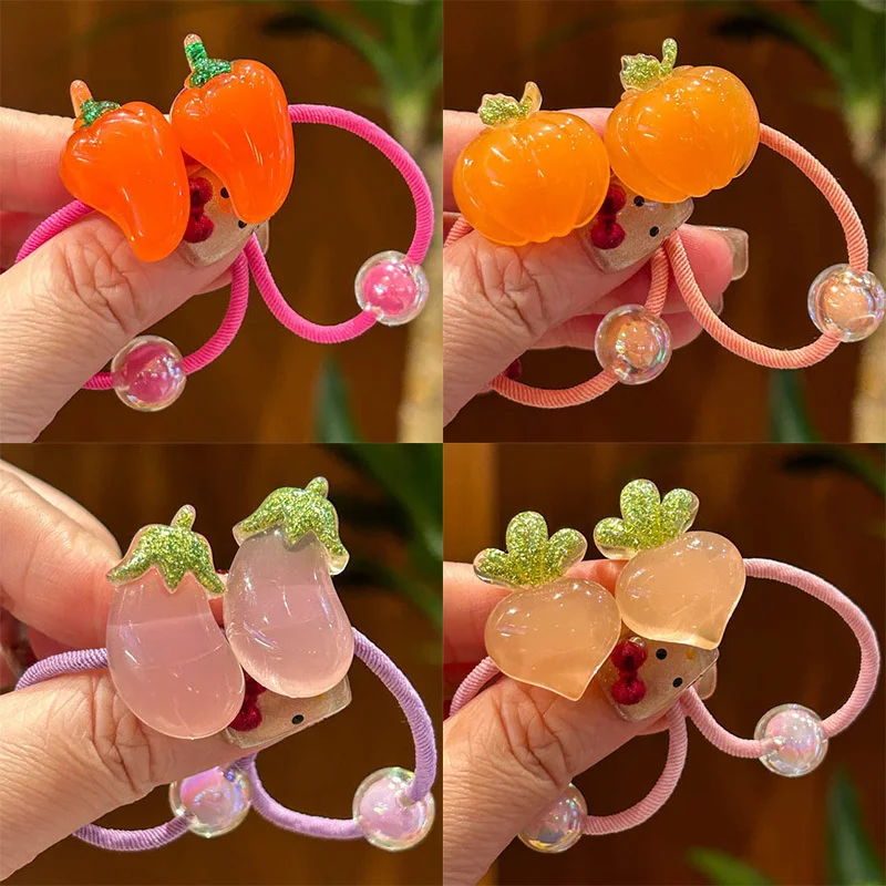 2 пары пластиковых резинок для волос с баклажанами девочек