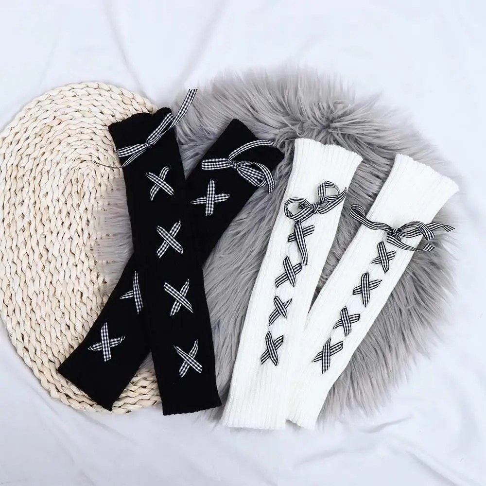 

Bow Bandage Costume Accessories Knee Protection Cosplay Women jk Hosiery Wool Leg Warmers Foot Cover Knitted Socks