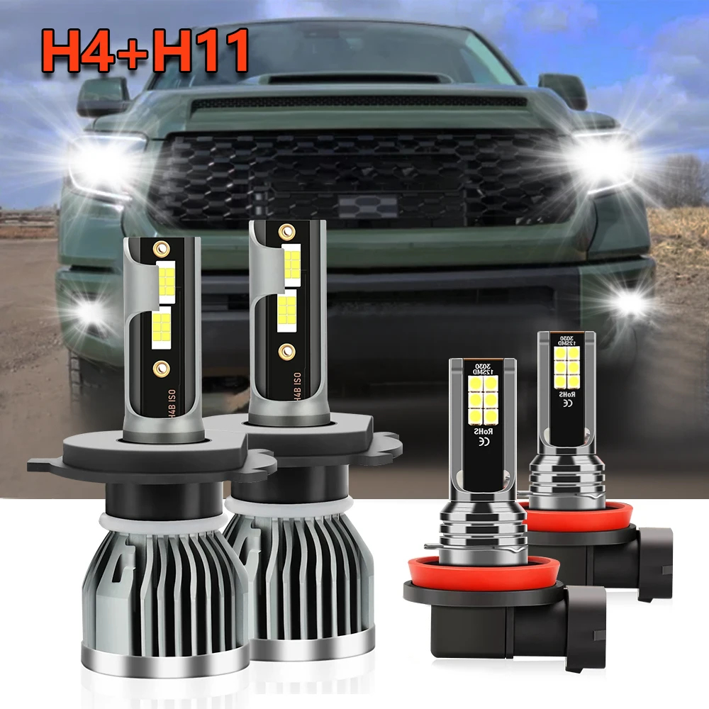 

4x Combo LED Headlight Hi/Lo Beam 9003 H4 H11 Fog Light Bulbs Car Conversion Kit For Toyota Tundra 2014 2015 2016 2017 2018 2019