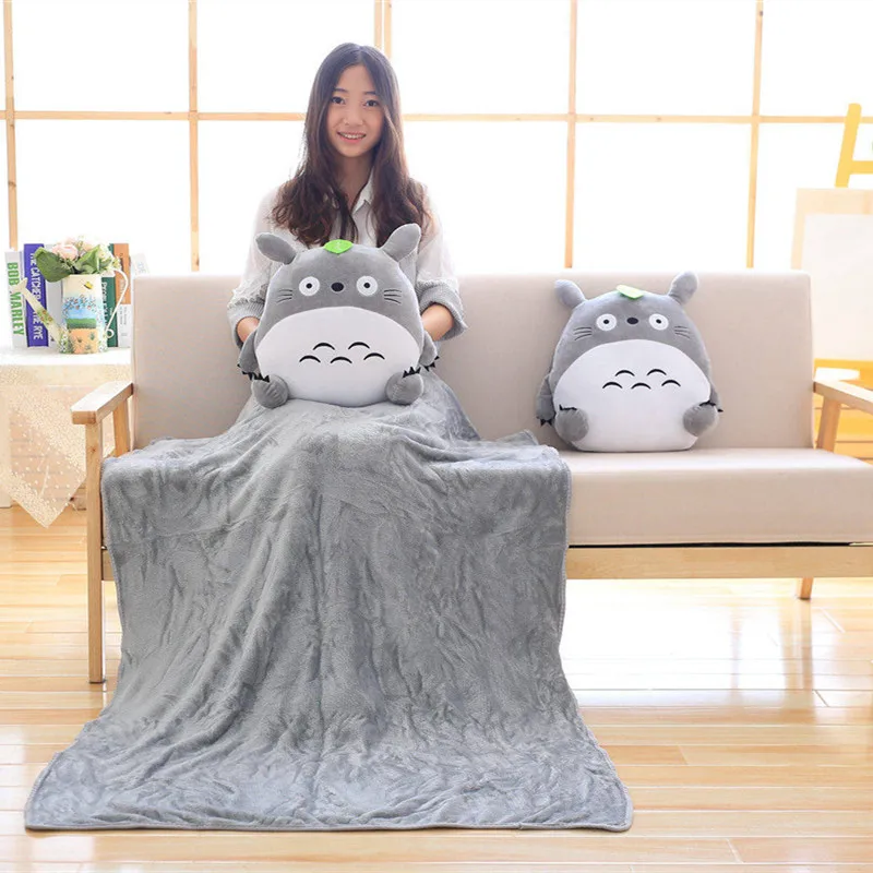 Totoro Cushion Multifunction Soft Flannel Pillow with Blanket 3 In 1 Stuffed Japan Plush Cute Hand Warmer Girl Valentine Gift | Игрушки и
