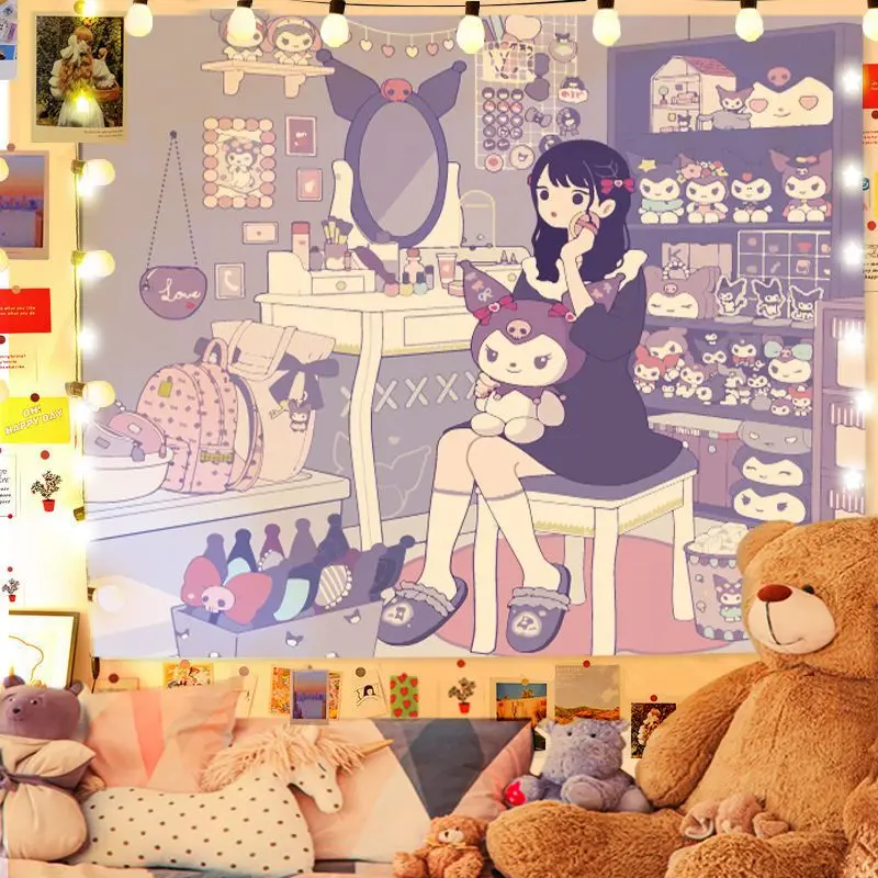 

150cmX200CM Kulomi Cartoon Hot Selling Wall Cloth Background Cloth for Girl's Bedroom with Led Light Sanrio Series Gifts Girls