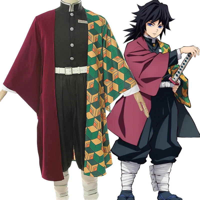 

Anime Demon Slayer Cosplay Costume Tomioka Giyuu Kimetsu no Yaiba Cosplay Costume Halloween Men Kimono Uniform Cloak Set