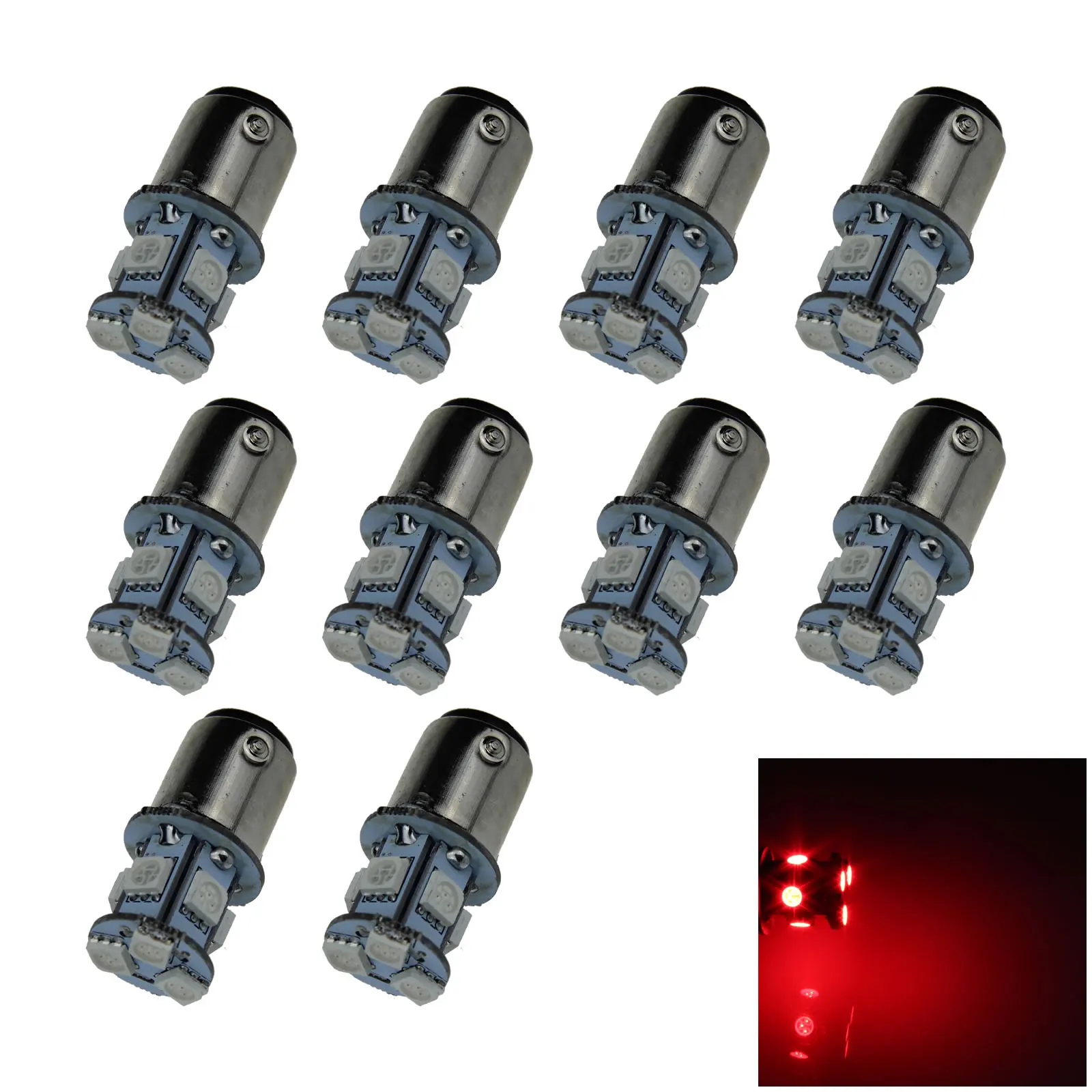 10x Красный Автомобиль 1157 тормоз Φ резервная Blub 8 излучателей 5050 SMD светильник 1493