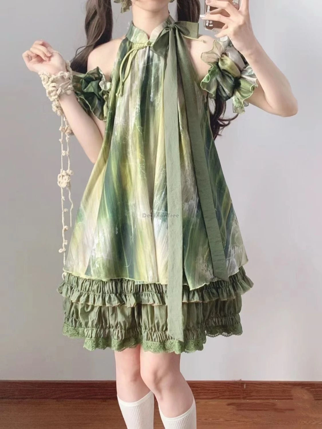 Новинка 2024 китайское платье с пышными рукавами женское летнее свободного кроя