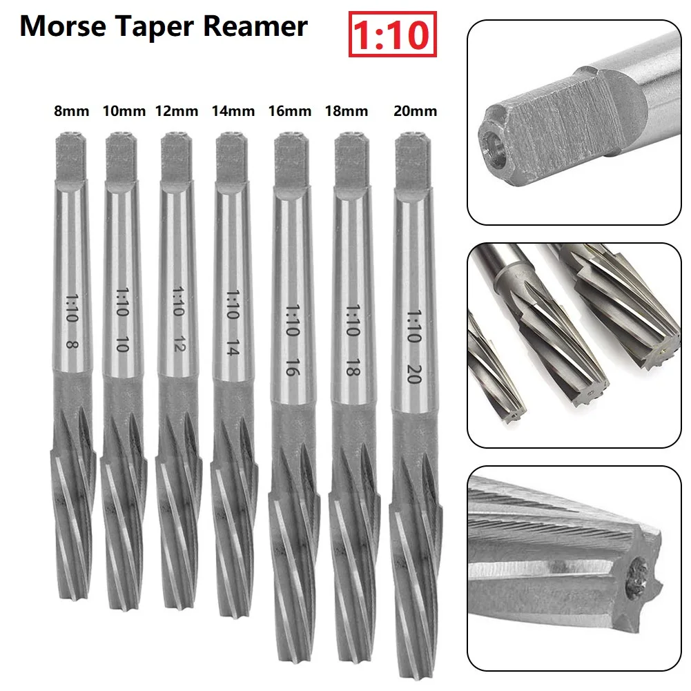Morse Taper Reamer Tapered Chucking Reamers Spiral Reamer 1:10 Taper HSS Hand Reamer Cutter Tool Hand Tool 8/10/12/14/16/18/20mm