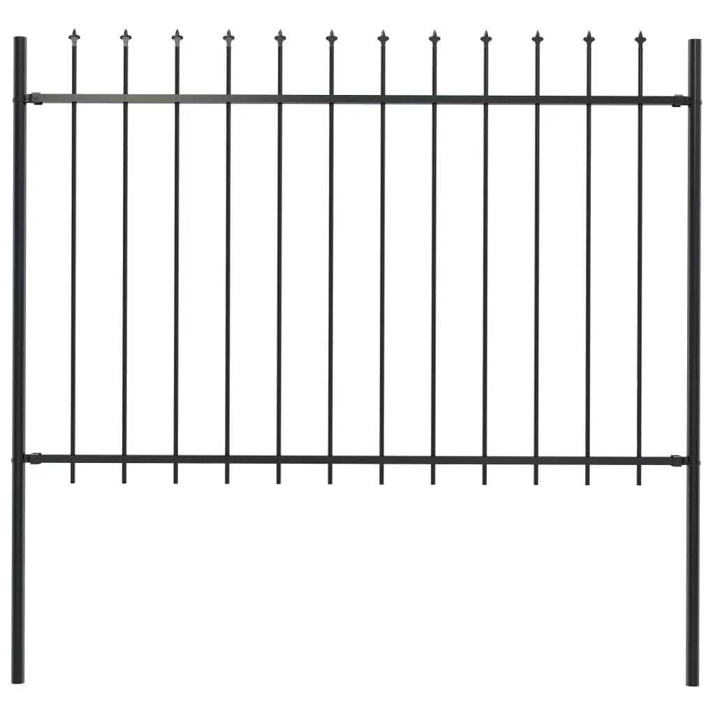 

Garden Fence with Spear Top Steel 66.9"x47.2" Black