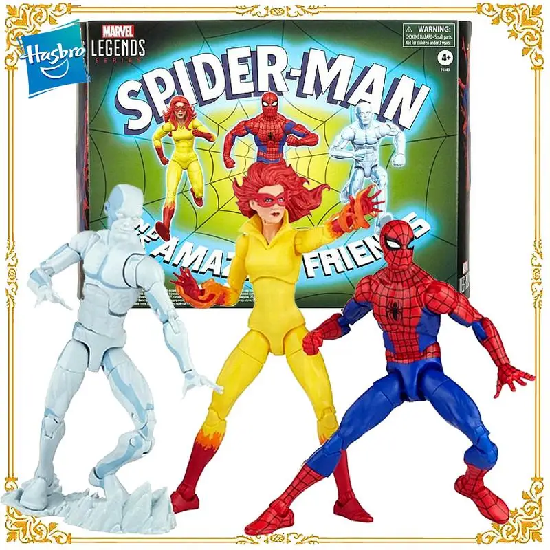 

Hasbro Marvel Legends Series Spider-Man His Amazing Friends Firestar Mis. Lion Iceman Action Figure 3-Pack Collect Model Toys