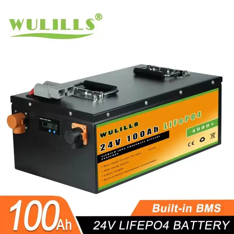 

New 24V 100Ah LiFePO4 Battery Built-in BMS 48V Lithium Iron Phosphate Battery for Solar Power RV Rechargeable Batteries No Tax