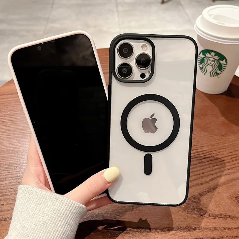 

Clear Magnetic Magsafe Wireless Charge Case For iPhone 13 12 Mini 11 Pro XS Max X XR SE2 7 8 Plus Shockproof Acrylic Cover Case