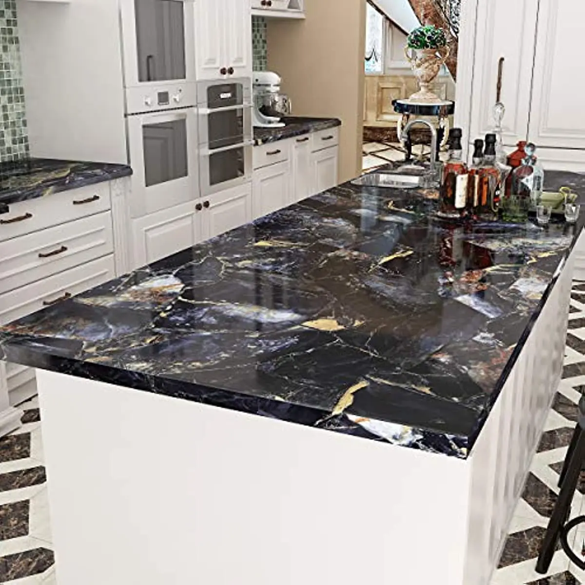

6m PVC Marble Waterproof Wallpaper for Bathroom Mesa Vinyl Self Adhesive Thick Oil Proof Wall Sticekrs Contact Paper for Kitchen