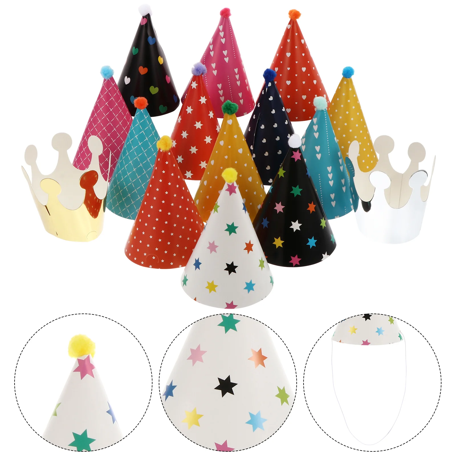 

Dog Birthday Hat Party Hats Pet Paper Cap Catpuppy Supplies Wearing Dogs Cone Kids Kittendecor Heaband Favor Festival Funny Head