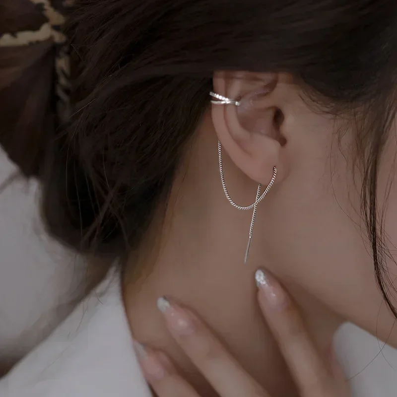 Серьги-клипсы MIHJUSFDH серебристого цвета