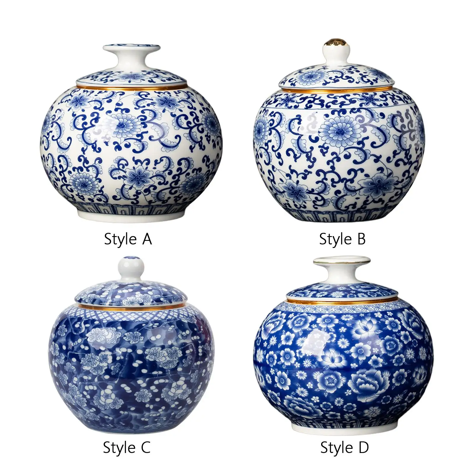 

Ceramic Ginger Jar Tea Storage Jar Temple Jar for Desktop Home