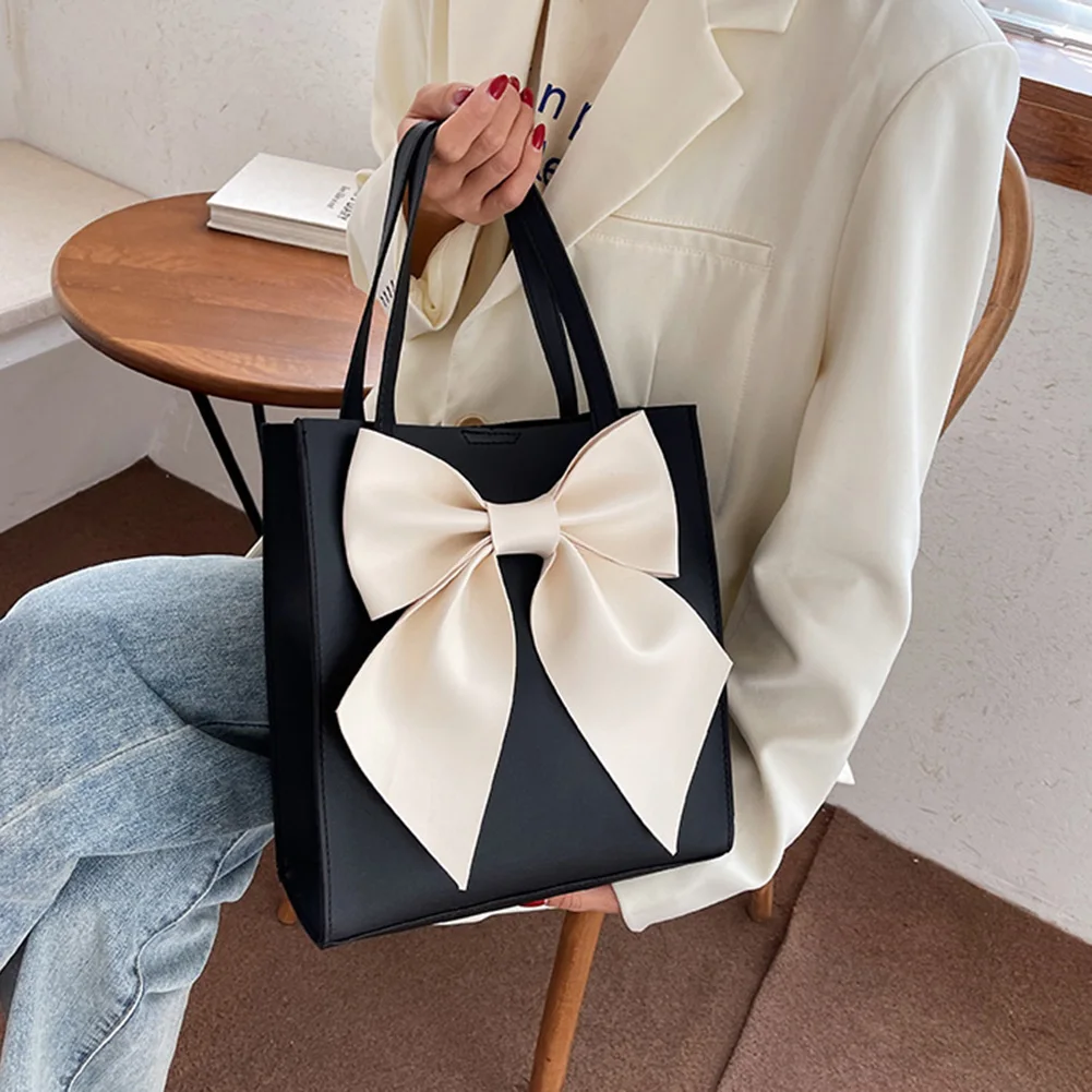 

Trend Women Handbag with Bow Lady PU Leather Casual Large Capacity Top-handle Shopper Bag Phone Pouch Fashion Shoulder Bags