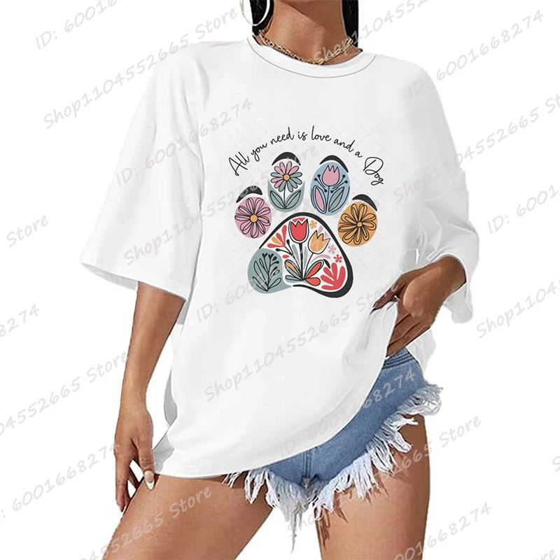 Wildflower &amp Dog Paw All You Need Is Love And A Футболка Женская летняя футболка Повседневные топы с