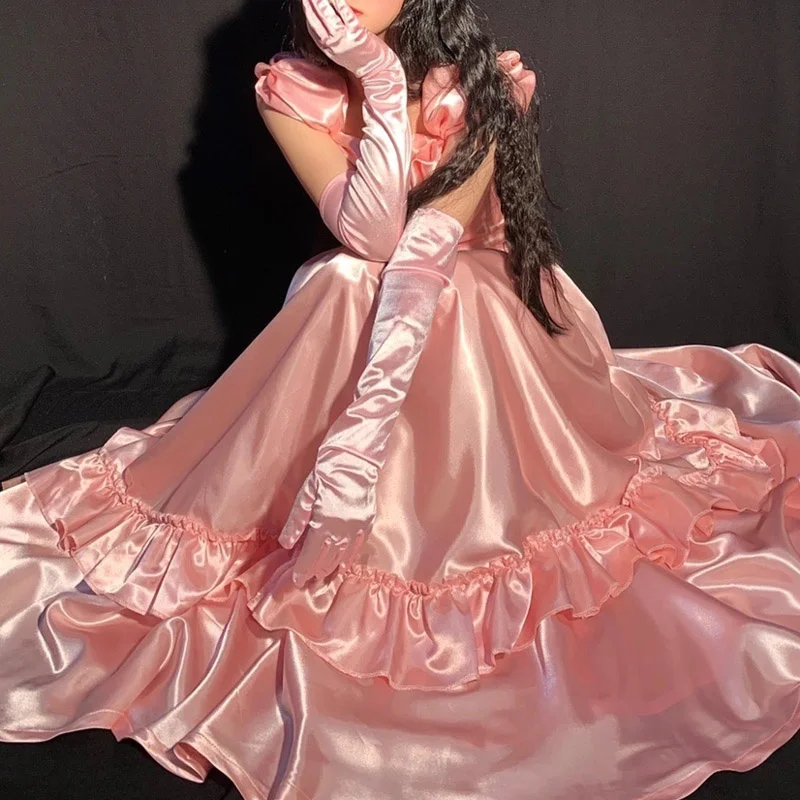 Женское винтажное платье макси на бретелях синее элегантное в викторианском