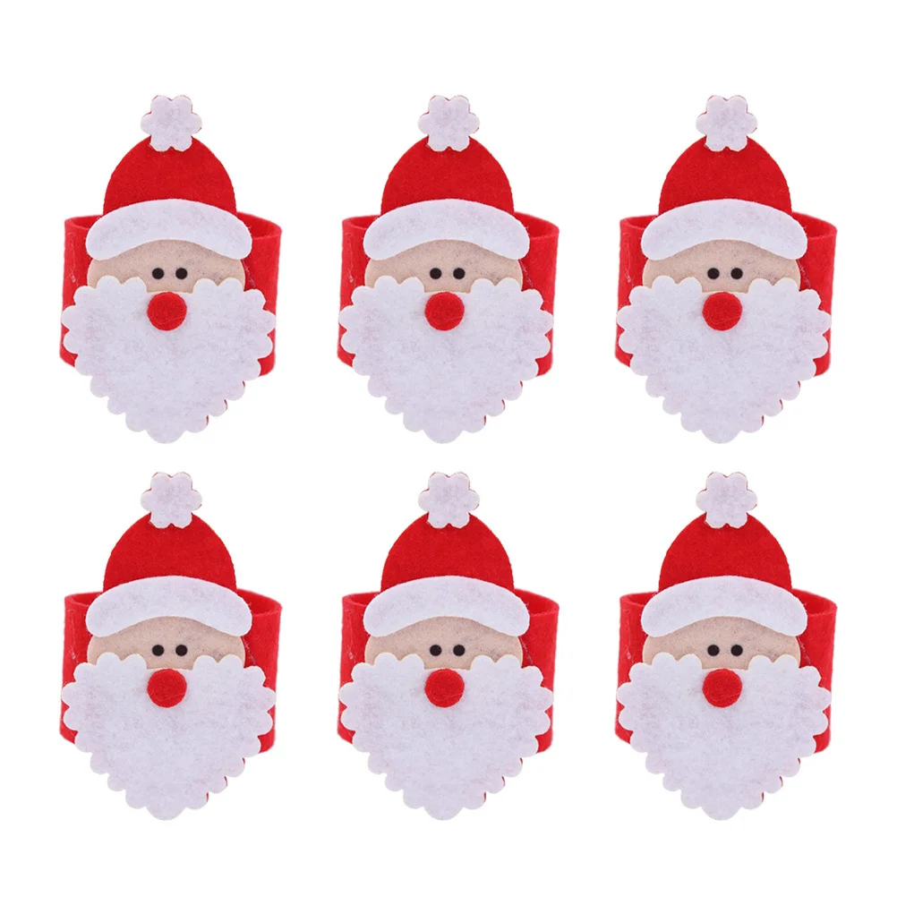 

6pcs Christmas Napkin Rings Santa Claus Napkin Rings Serviette Rings Napkin Holders Christmas Dinner Table