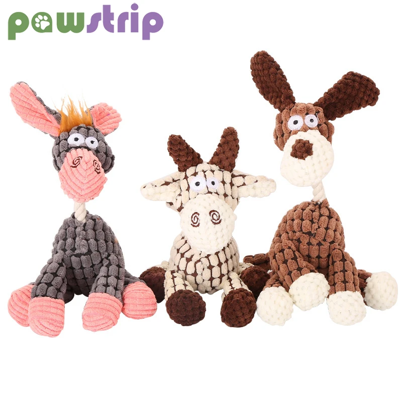 

Funny Dog Toy Donkey Shape Corduroy Chew Toys For Dogs Interactive Bite Resistant Toy Puppy Squeaky Toys Pet Training Supplies