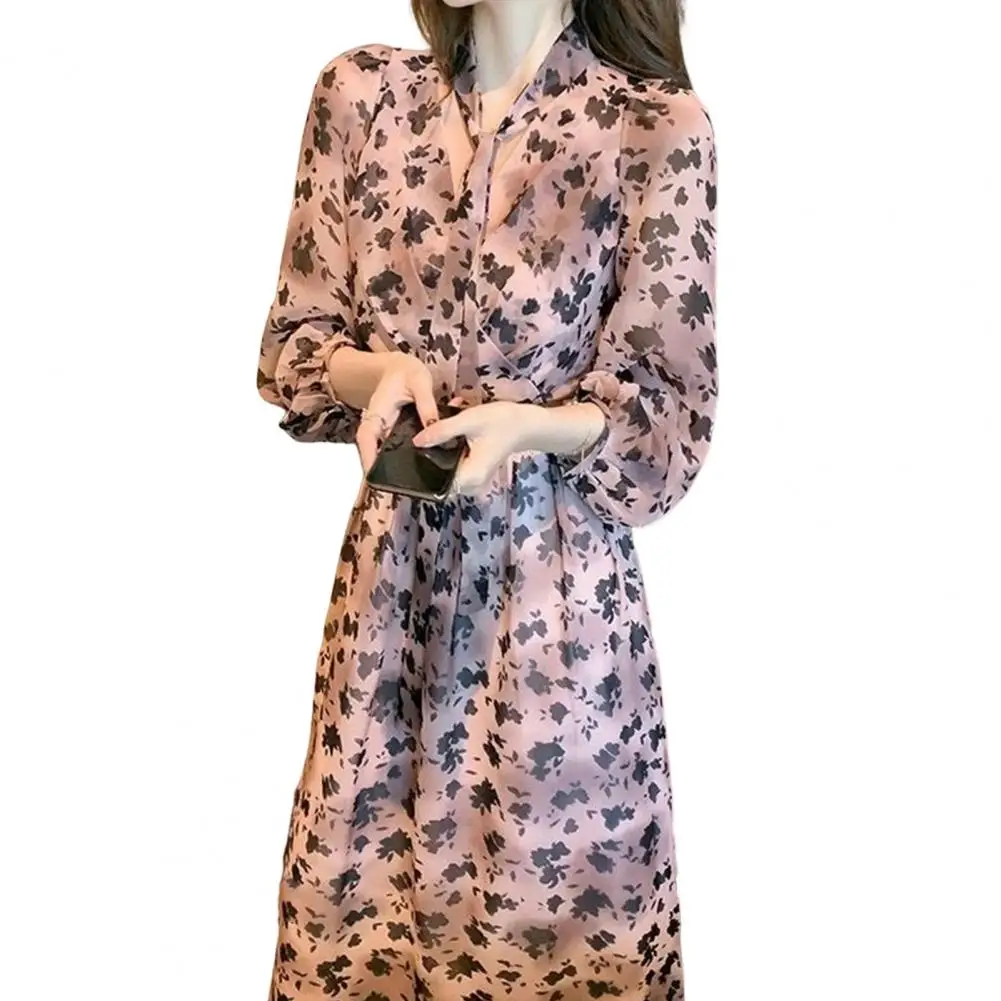 

Elegant Dress Tie Casual Dress Lady Flowy Hem Elegant Maxi Dress