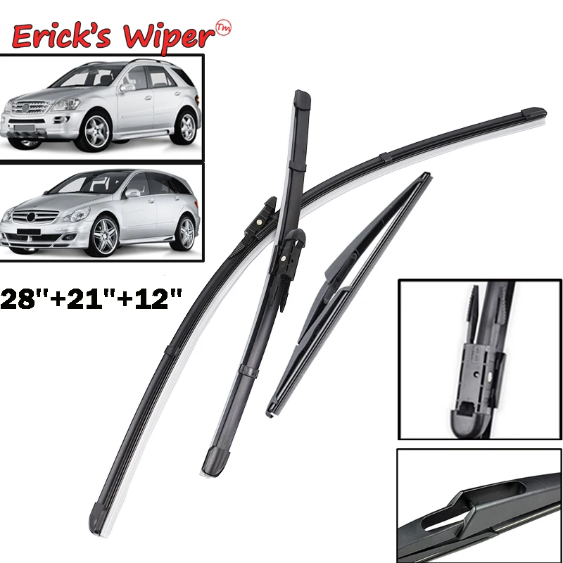 

Комплект передних и задних щеток стеклоочистителя Erick для Mercedes Benz R M ML Class W251 W164, лобовое стекло, ветровое стекло 28 дюймов + 21 дюйм + 12 дюймов