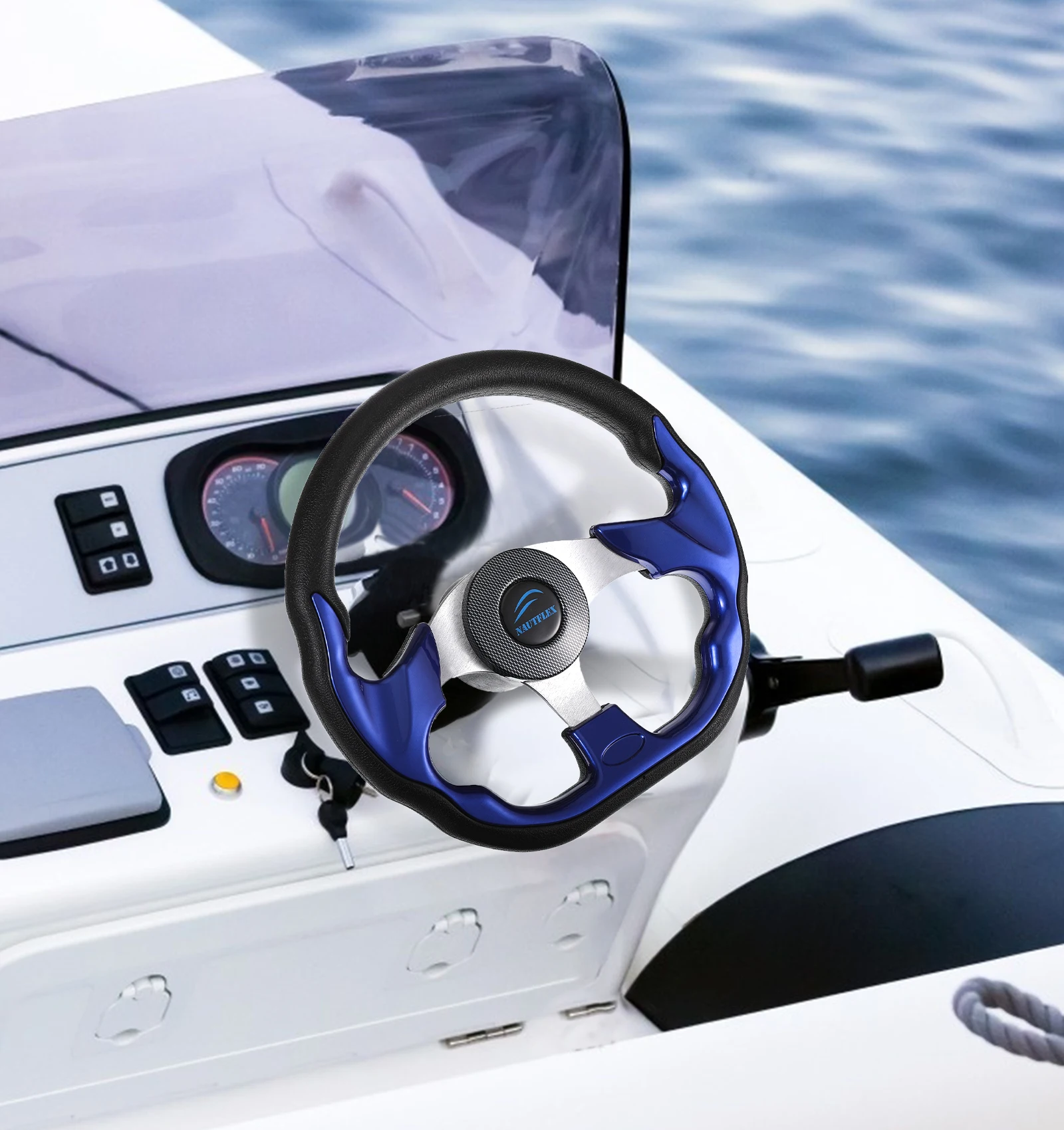 

Boat Steering Wheel PU Foam Non-directional 3 Spokes 3 4-inch Shaft Helm Outdoor Rowing Boats Hardware Accessories