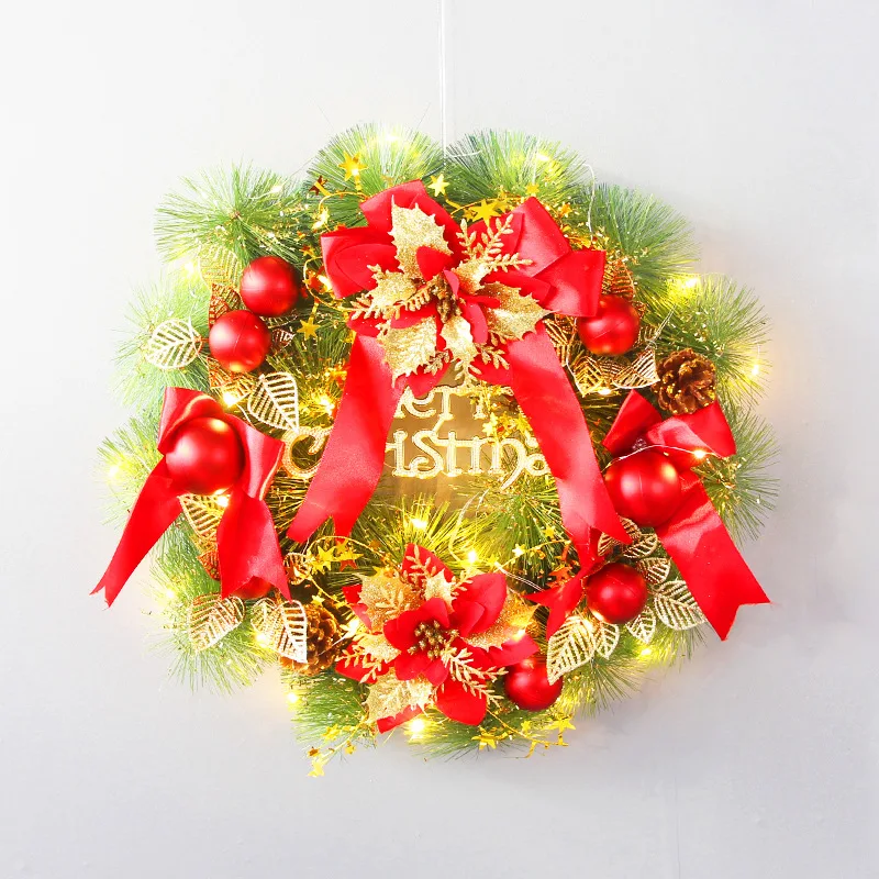 

40cm Christmas Wreath for Front Door Christmas Door Decorations Flocking Mixed Decoration Indoor and Outdoor Holiday Decoration