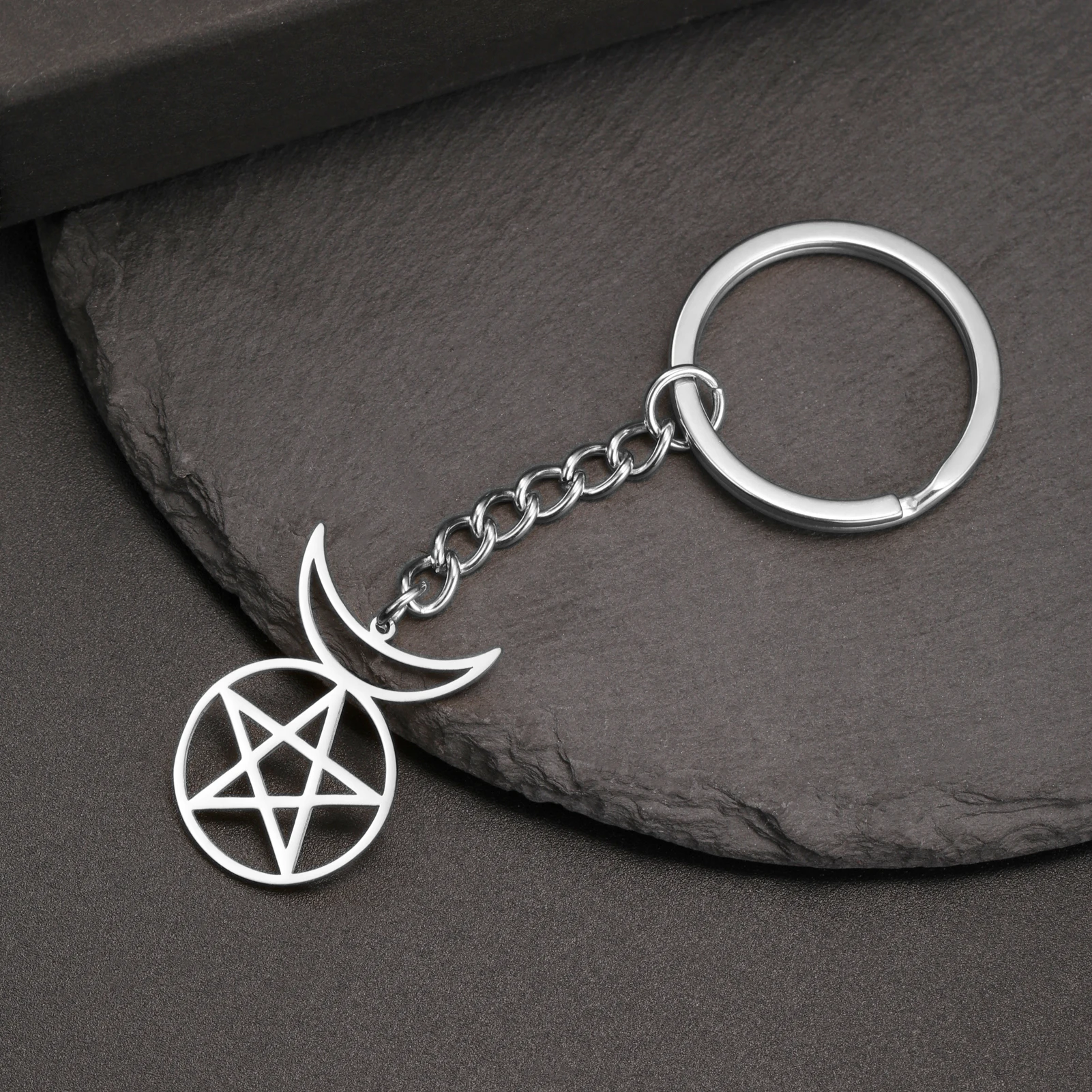 Брелок для ключей Звезда и Луна нержавеющая сталь