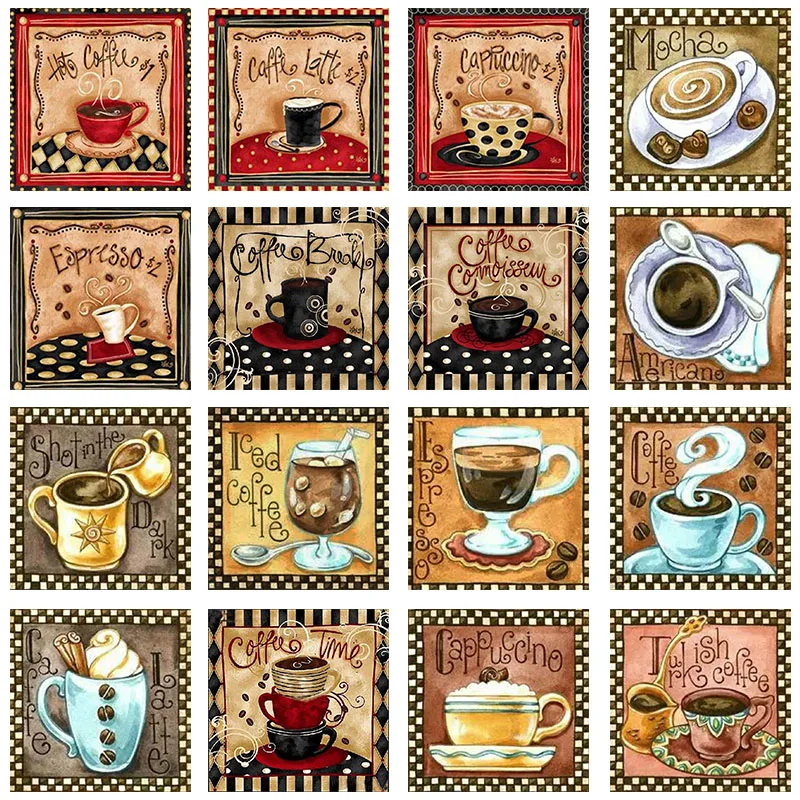 

DIY Full Drill Coffee Cup Diamond Painting 5D DIY Diamond Embroidery Picture Rhinestone Mosaic Kitchen Room Wall Decor