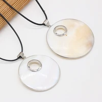 4pcs natural shell white alloy round pendant necklace for jewelry making diy necklace accessories charm wedding gift party decor