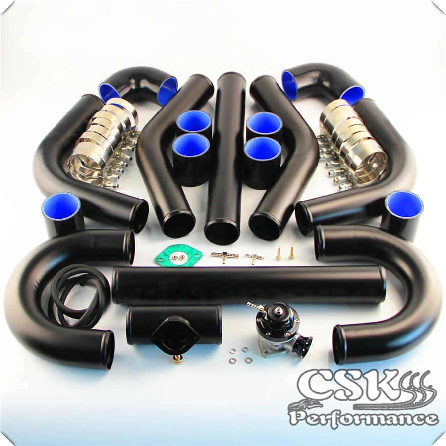 

2.5" 63mm Universal Intercooler Pipe Piping Kit + BOV Turbo Blow Off Valve Kit Black