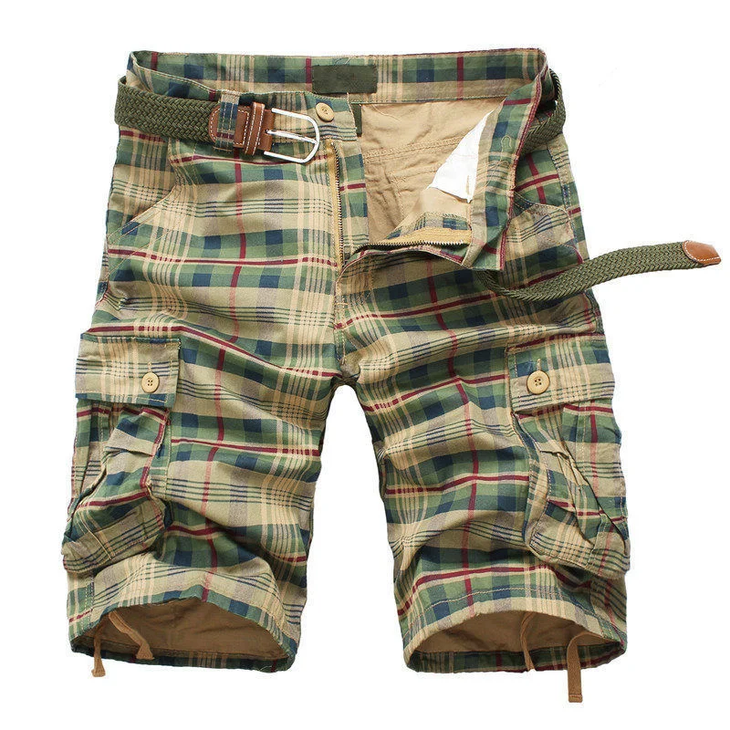 

Men Shorts Fashion Plaid Beach Shorts Mens Casual Camo Camouflage Shorts Military Short Pants Male Bermuda Cargo Overalls