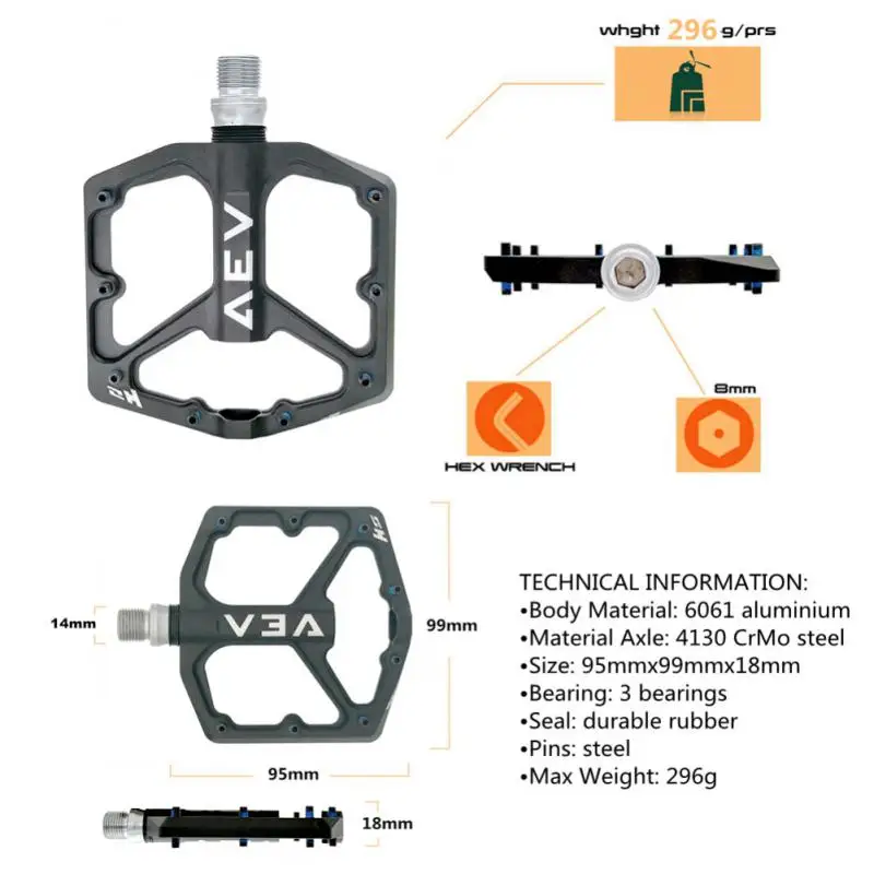 

Нескользящая педаль, удобные плоские педали для велосипеда, ультра-яркие велосипедные педали, велосипедные аксессуары, педали с 3 подшипниками