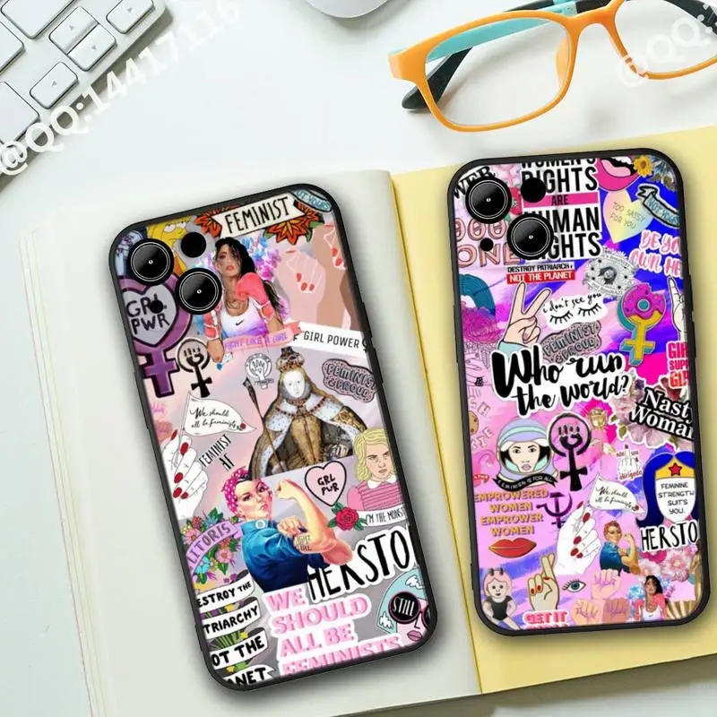 

Feminist Feminism GIRL POWER art Phone Case For iphone13 12 11 14 Pro Max X XR Mini XS 7 8 plus SE 2020 Full Coverage Covers