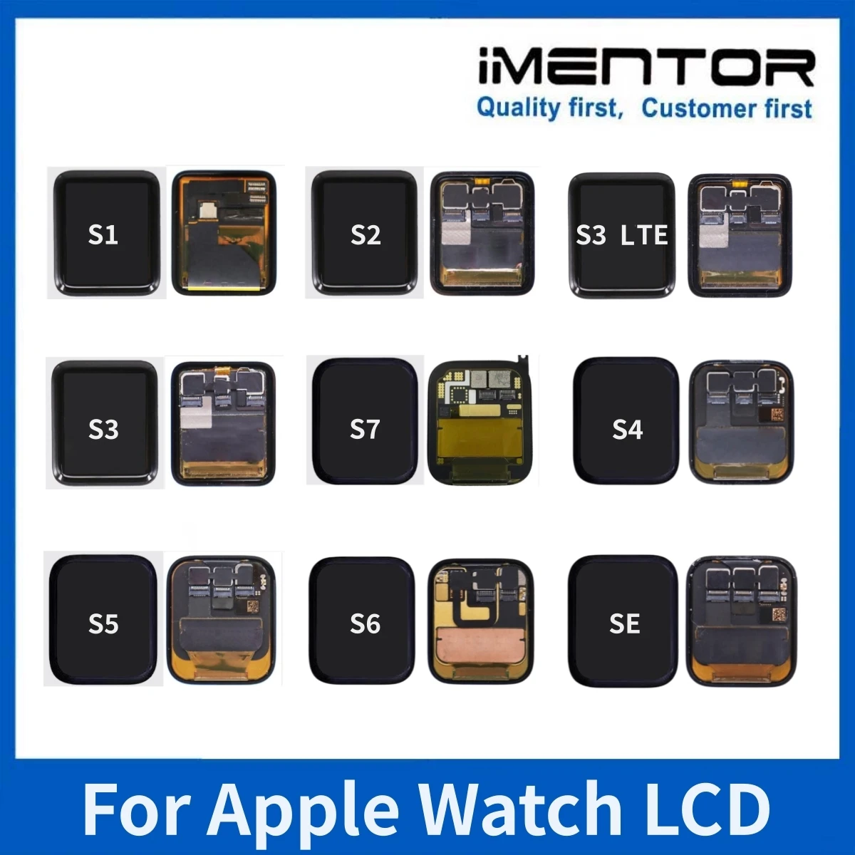 

1 Piece Replacement Digitizer Screen Display LCD For Apple Watch Series1 2 3 4 5 6 7 8 Assembly IWatch Size 38/42/40/44/41/45mm