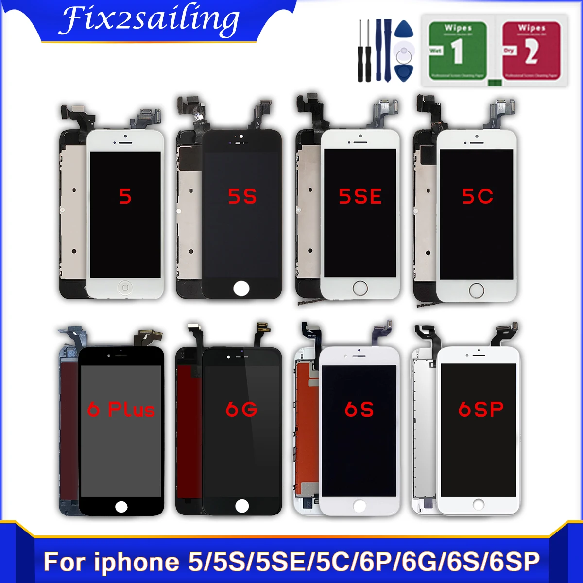Дисплей AAA + для iPhone 6 6S Plus ЖК-сенсорный экран с дигитайзером в сборе Замена 5 5C - Цена: 1117