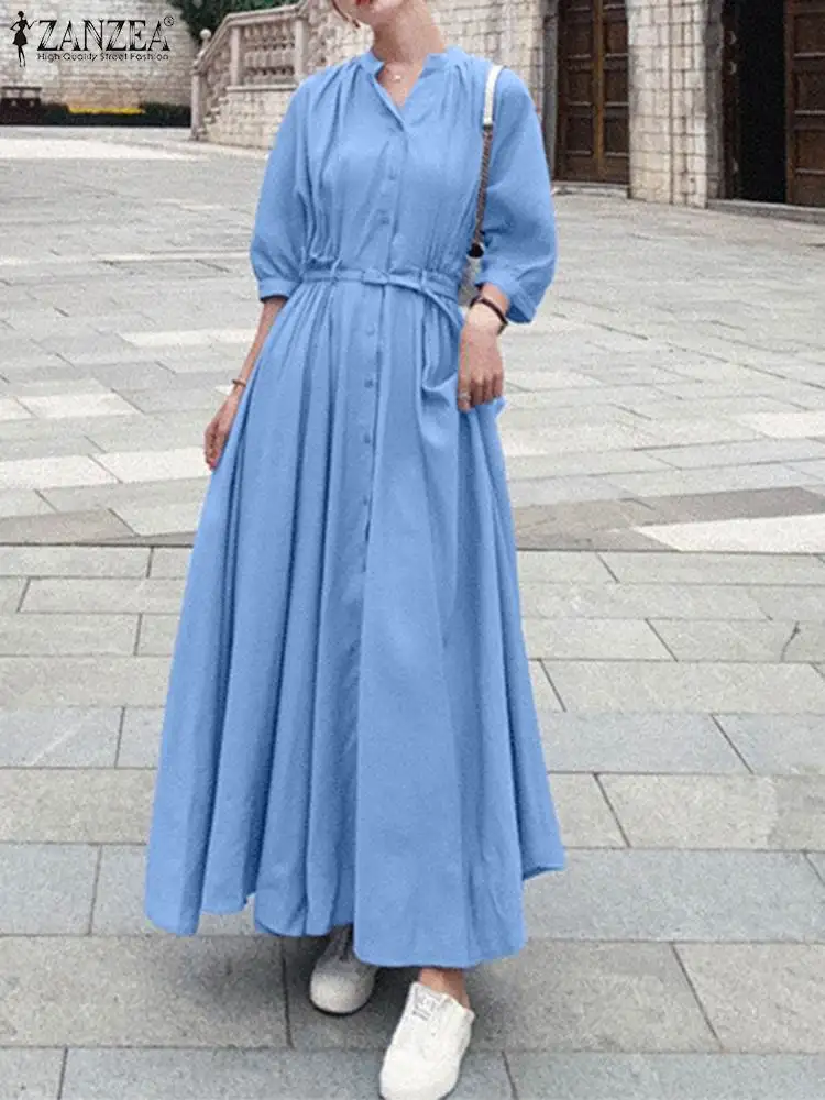 

Женское платье-макси с длинным рукавом, с поясом