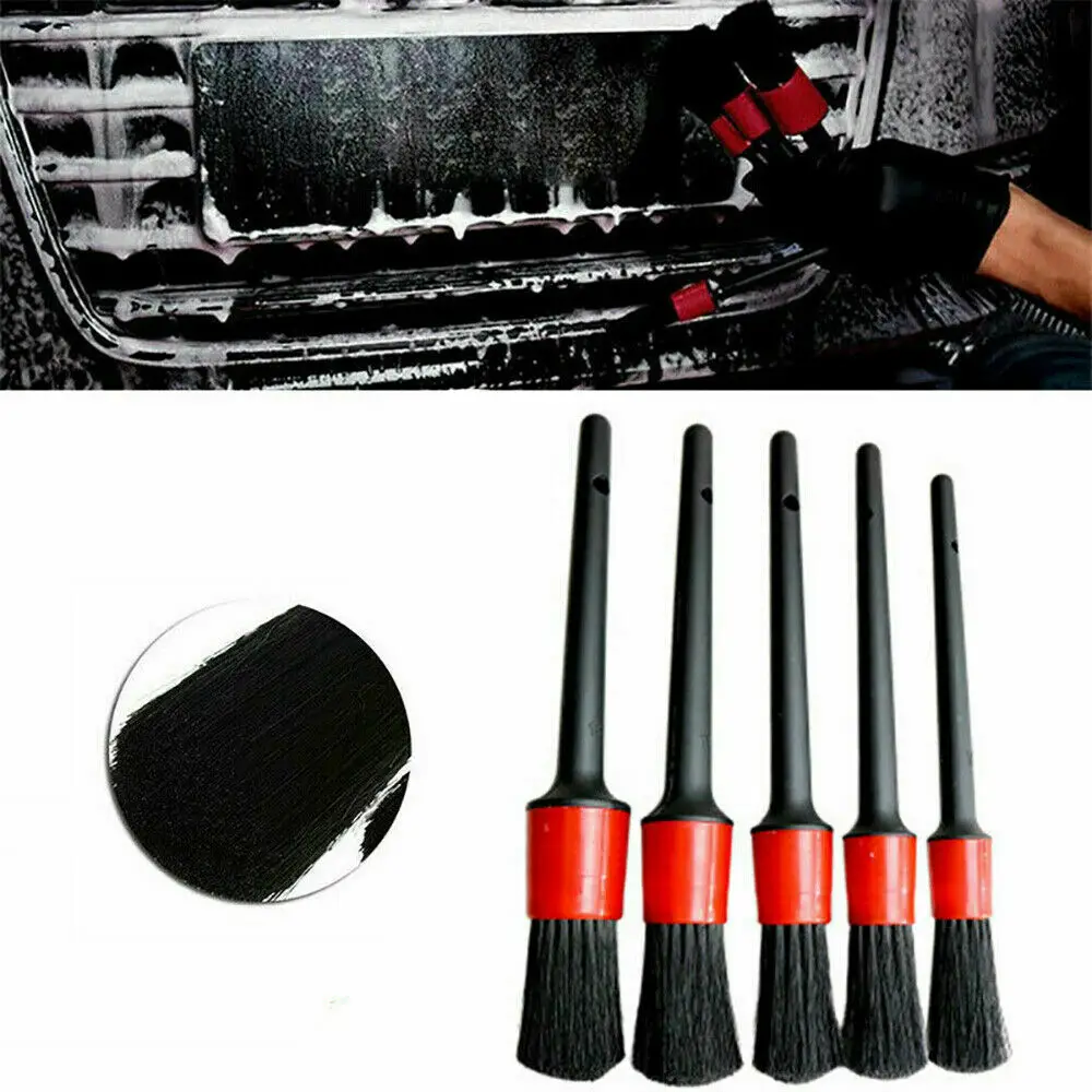 

5pcs Car Wash Brush Wheels Engine Emblems Air Vents Detail Cleaning Tools Auto Dirt Dust Clean Brush Set Car Wash Accessories