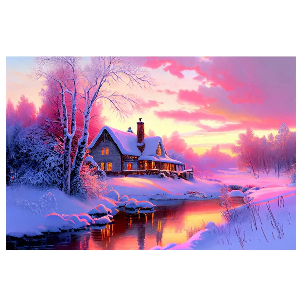 

Алмазная живопись, новый продукт, ручная работа, «сделай сам», небо, окрашенное в розовый квадрат, Круглый Алмаз, для гостиной и спальни, украшение, подарок