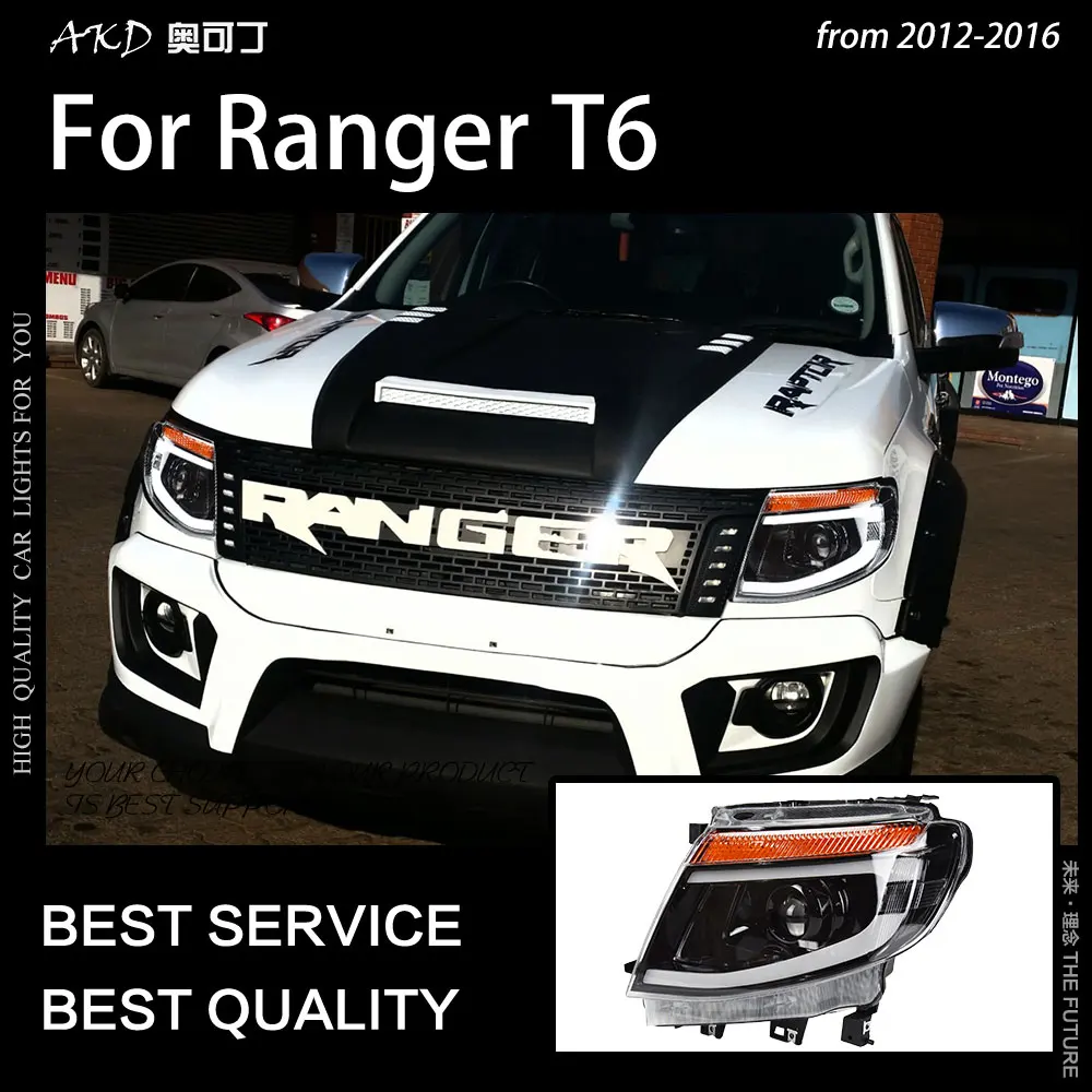 Фото AKD автостайлинг фара для Ford Ranger фары 2012-2015 Ranger T6 светодиодный ная фара DRL Hid Биксеноновые автомобильные аксессуары №1