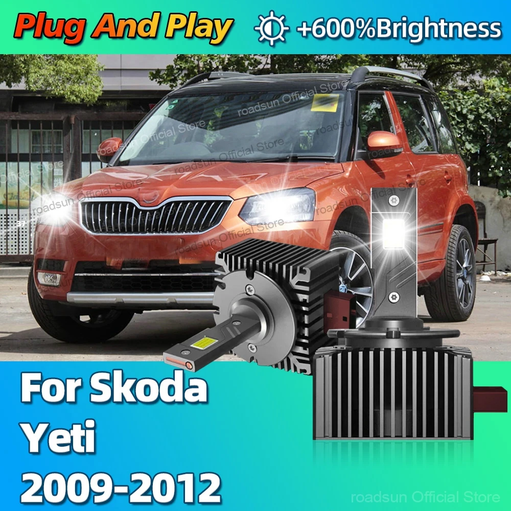 2 шт. светодиодные фары HID D1S лампы Canbus автомобильный свет 30000LM яркие для Skoda Yeti 2009