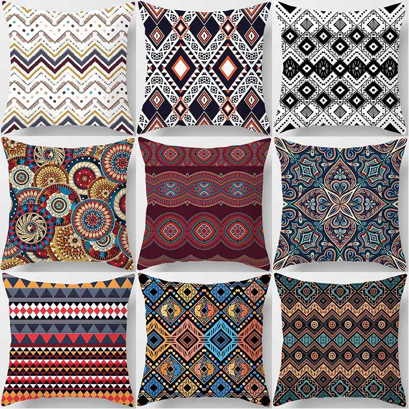 

Ethnic Style Printed Square Pillowcase Home Furnishings Car Sofa Bedroom Cushion Cover
