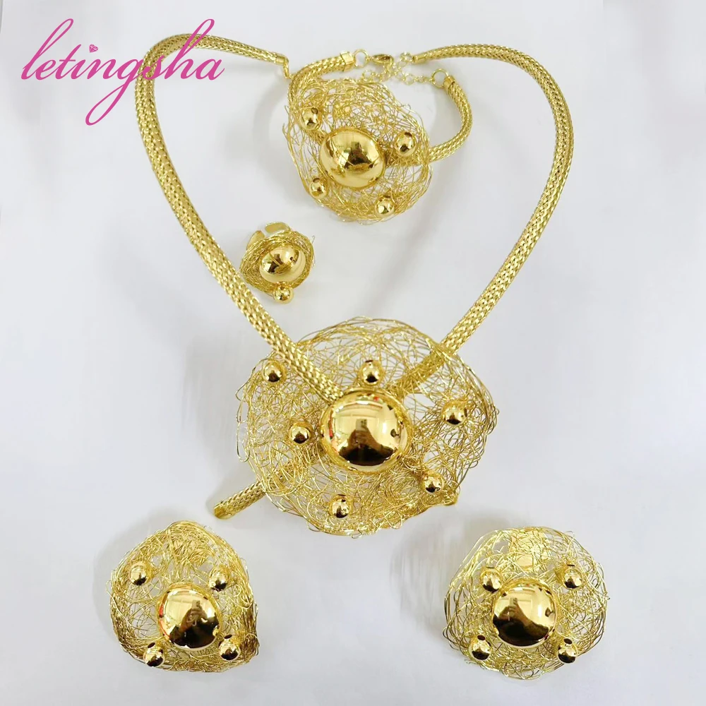 Женский комплект ювелирных украшений из Дубая роскошные африканские 18-каратные