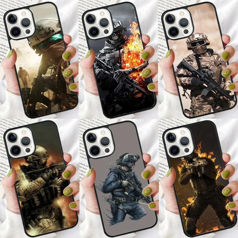 Чехол для телефона Army Soldier Special Forces iPhone 16 15 14 plus XR XS 11 12 13 Pro max чехол-бампер чехол