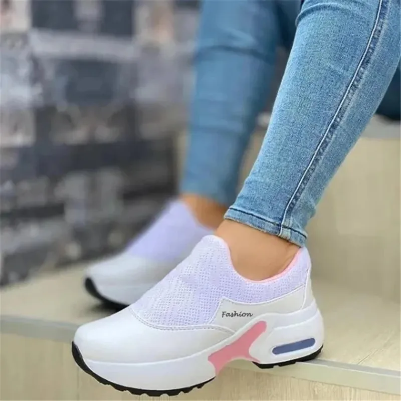 

2022 New Fashion Women Casual Shoes Platform Solid Color Flats Ladies Shoes Casual Breathable Wedges Ladies Walking Sneakers