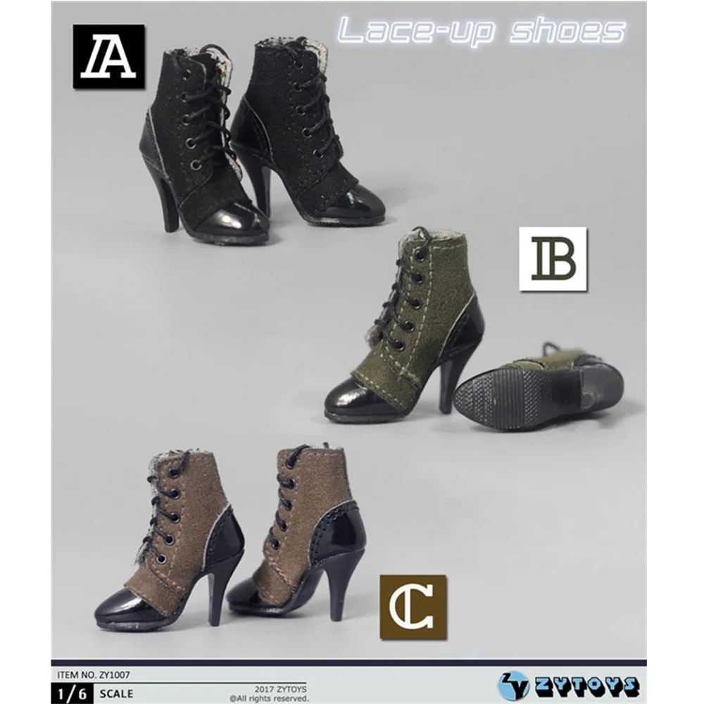 

ZYTOYS масштаб 1/6 шнуровка каблук обувь сапоги черный армейский зеленый ZY1007 для 12 дюймов женский аксессуар для тела фигурка сделай сам