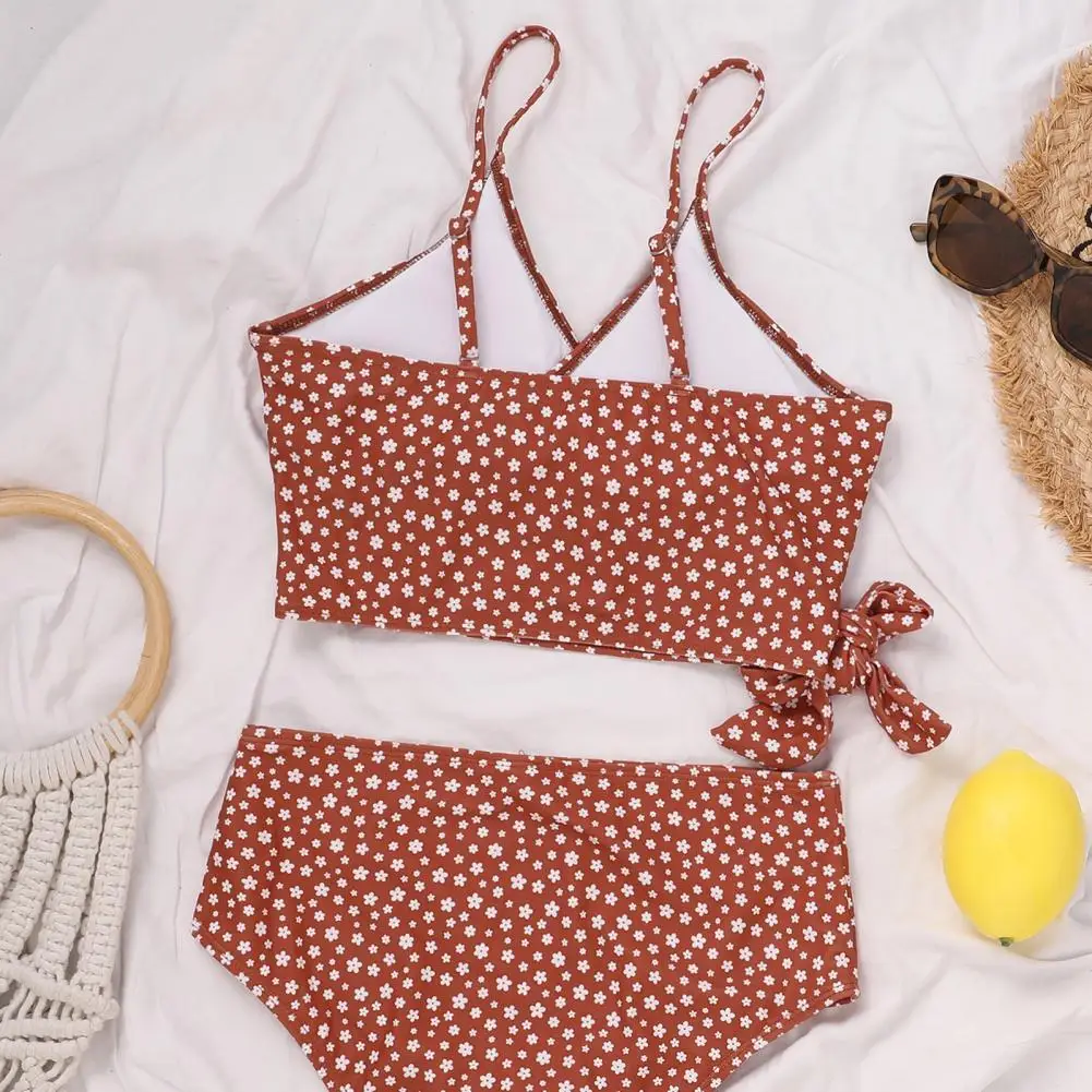 

Novelty Bikini Suit V-neck Comfortable Summer Swimwear Women Spaghetti Straps Bra High Waist Panties Swimsuit