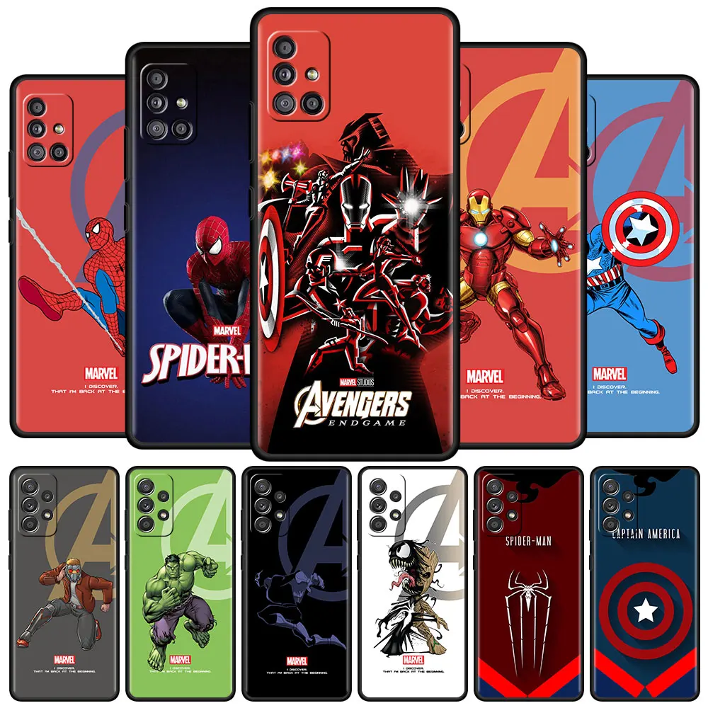Cartoon Marvel Logo Mobile Phone Case For Samsung Galaxy A12 A51 A52 A32 A21s A71 A02s A11 A31 A13 A42 A41 A22 Silicone Cover