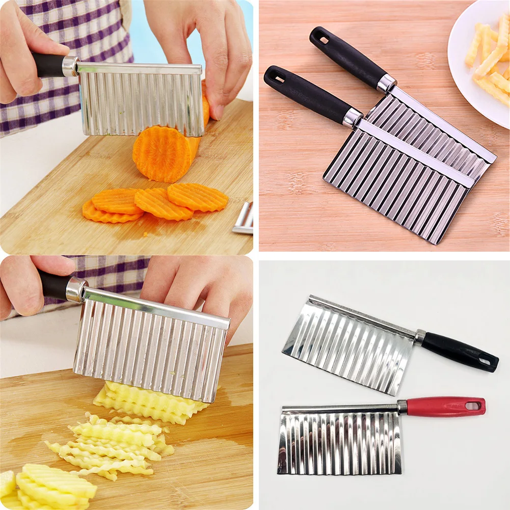 

Stainless Steel Potato Chip Slicer Dough Vegetable Fruit Crinkle Wavy Slicer Knife Potato Cutter Chopper French Fry Maker Tools